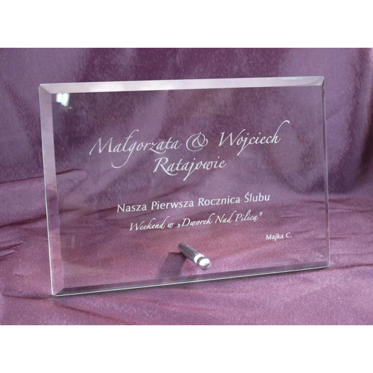 Glass Frame with Dedication 14x20cm - HORIZONTAL