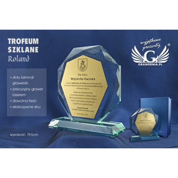 Glass Trophy - ROLAND with Engraving Laminate