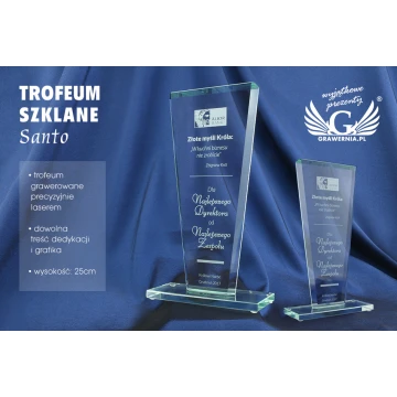 Glass Trophy - SANTO - height 25cm