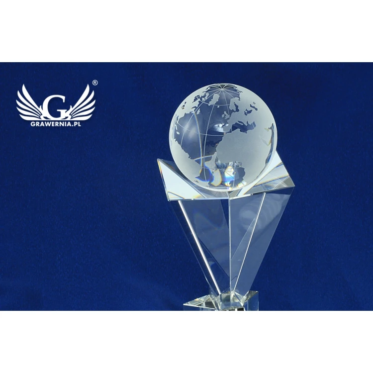 Glass Trophy in Case - GLOBE