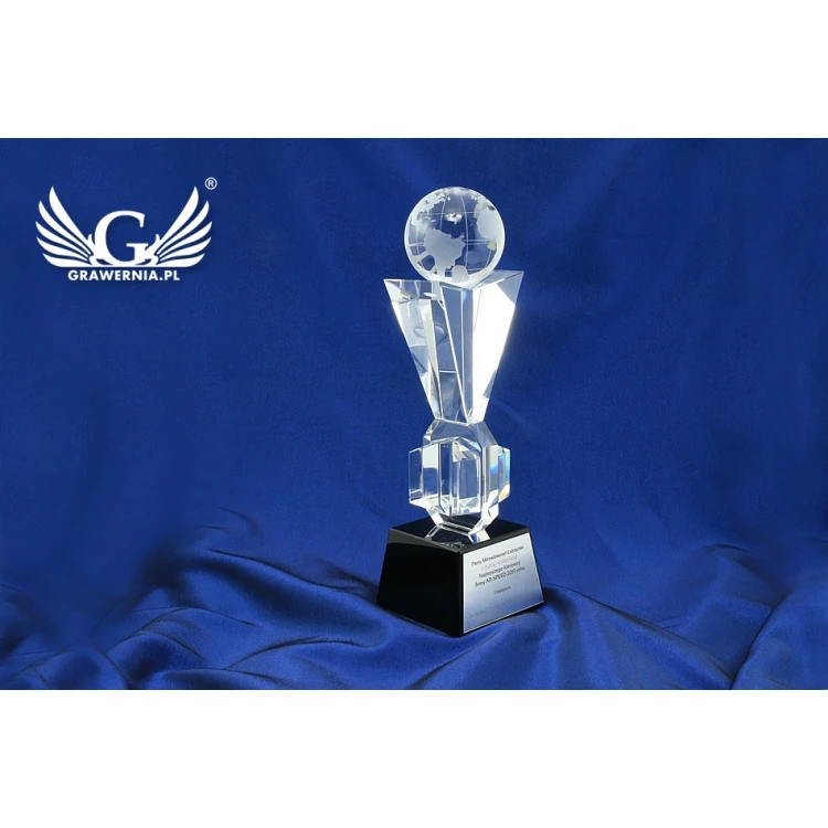 Glass Trophy in Case - GLOBE