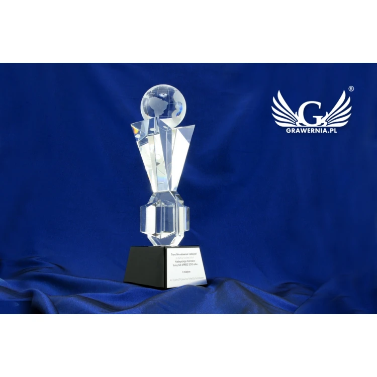 Glass Trophy in Case - GLOBE