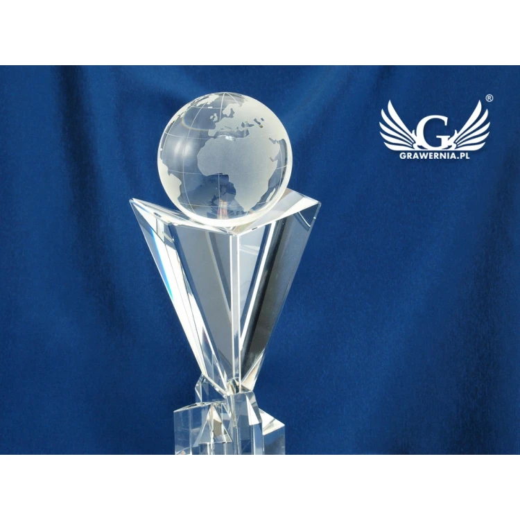 Glass Trophy in Case - GLOBE