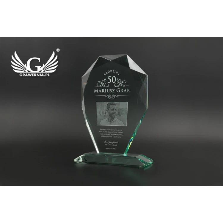 Glass Trophy in Case - MILO with Photo - Birthday Gift - TSZ063
