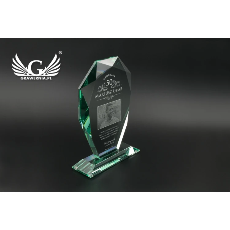 Glass Trophy in Case - MILO with Photo - Birthday Gift - TSZ063