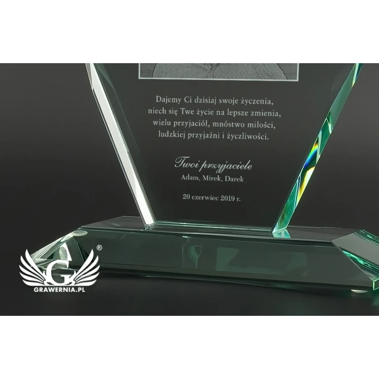 Glass Trophy in Case - MILO with Photo - Birthday Gift - TSZ063