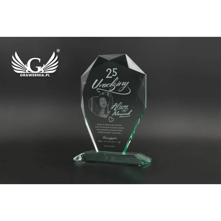 Glass Trophy in Case - MILO with Photo - Birthday Gift - TSZ064