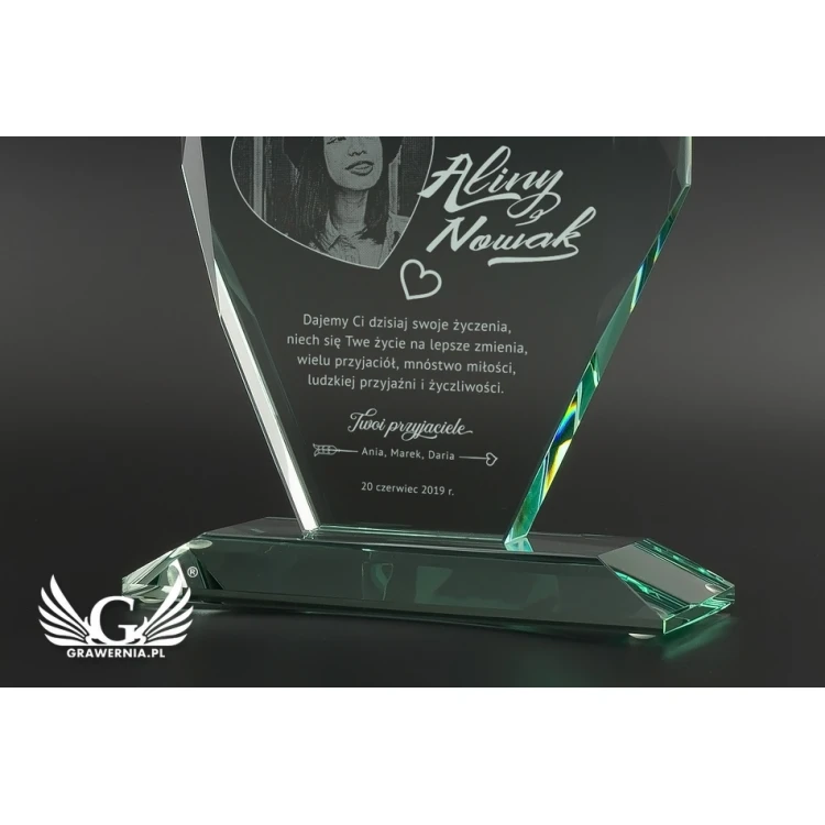 Glass Trophy in Case - MILO with Photo - Birthday Gift - TSZ064