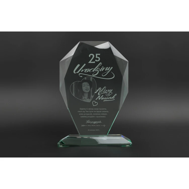 Glass Trophy in Case - MILO with Photo - Birthday Gift - TSZ064