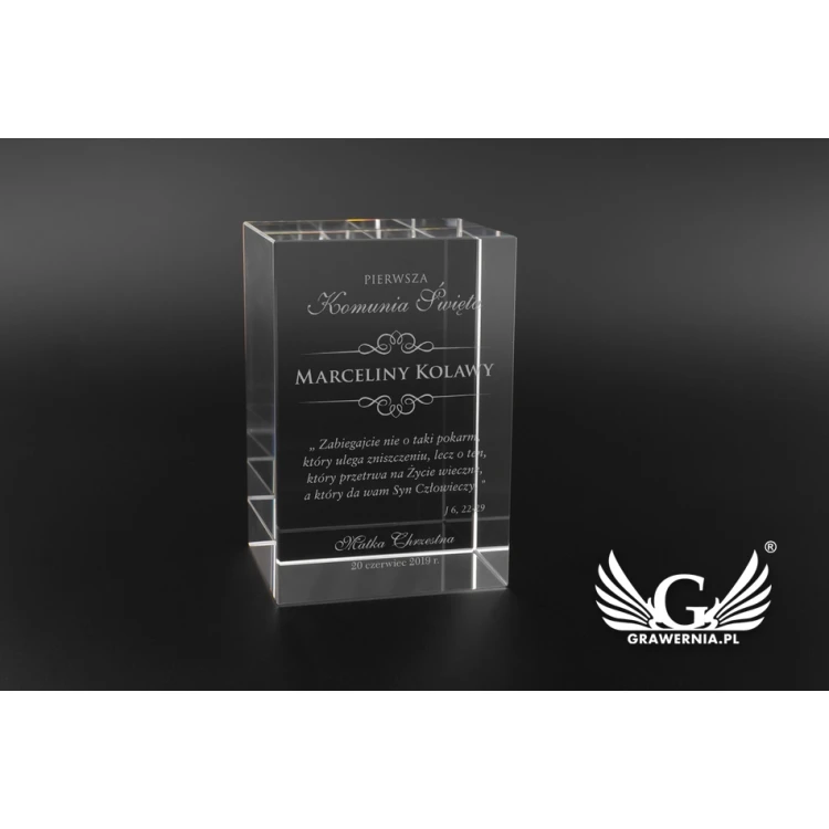 NELI Glass Trophy in Case - First Holy Communion Souvenir - TSZ065