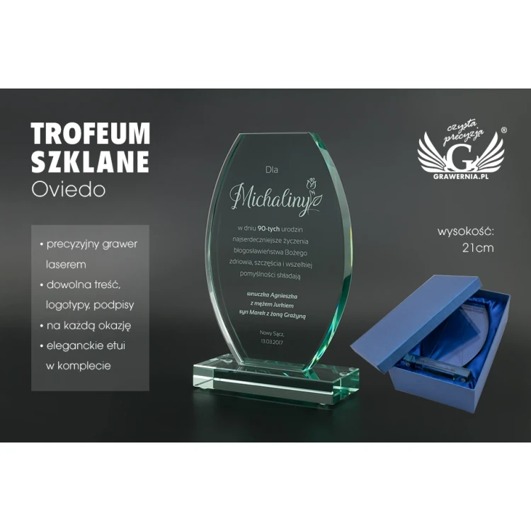 Glass Trophy in Case - Oviedo - TSZ103