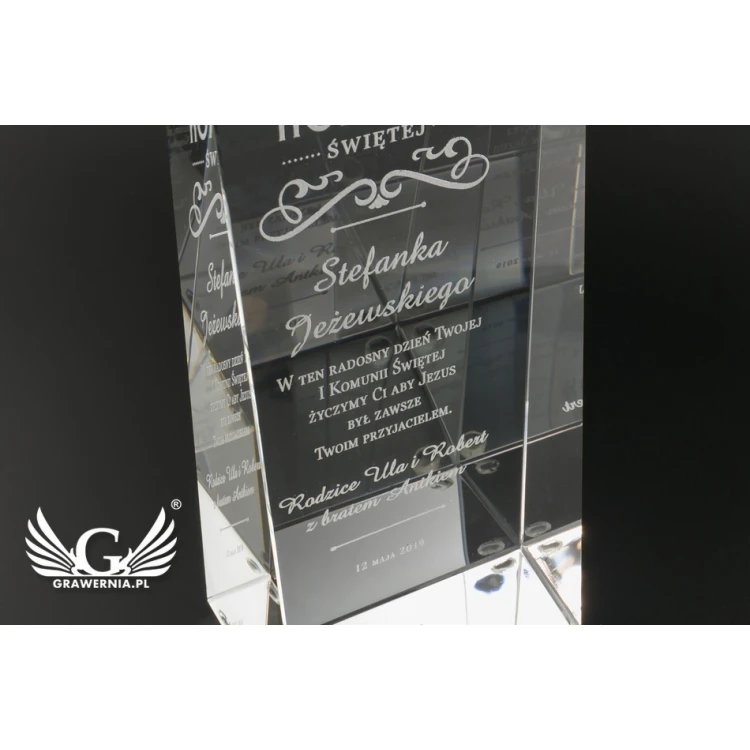 Glass Trophy in PERLA case - First Holy Communion Souvenir - TSZ058
