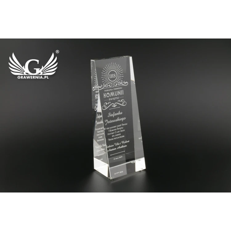 Glass Trophy in PERLA case - First Holy Communion Souvenir - TSZ058