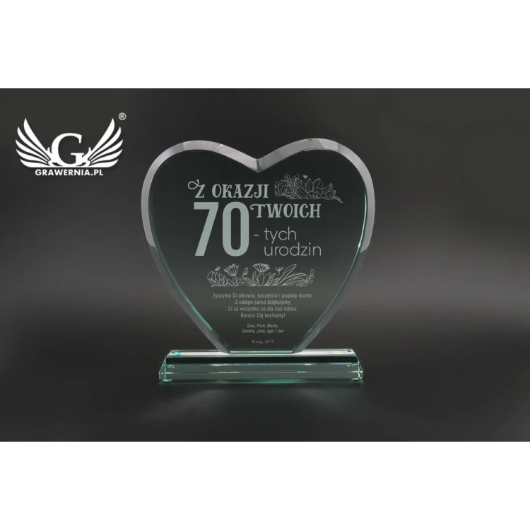 Glass Trophy in Case - HEART 3 - BIRTHDAY - TSZ092