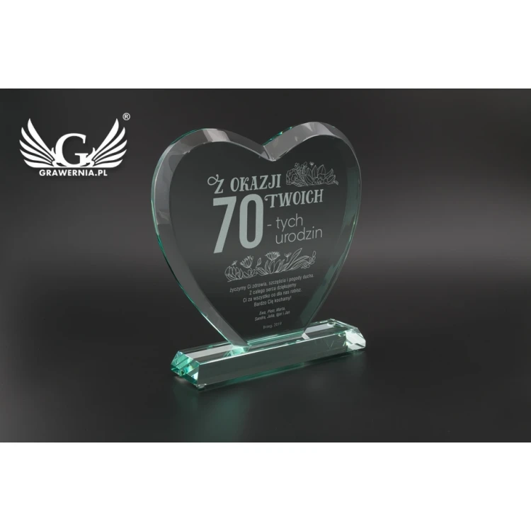 Glass Trophy in Case - HEART 3 - BIRTHDAY - TSZ092