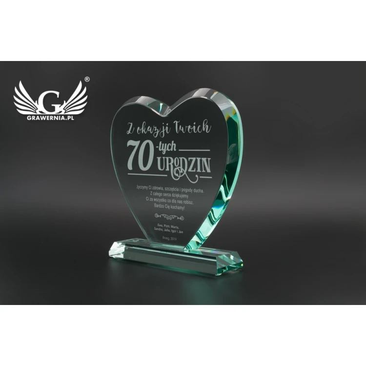 Glass Trophy in Case - HEART 3 - BIRTHDAY - TSZ093