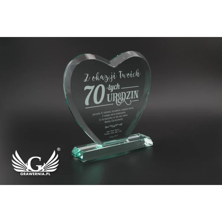 Glass Trophy in Case - HEART 3 - BIRTHDAY - TSZ093