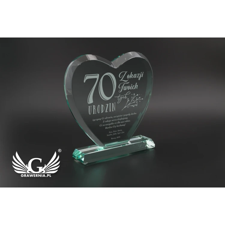 Glass Trophy in Case - HEART 3 - BIRTHDAY - TSZ094
