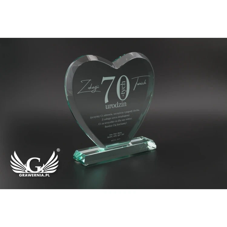 Glass Trophy in Case - HEART 3 - BIRTHDAY - TSZ095