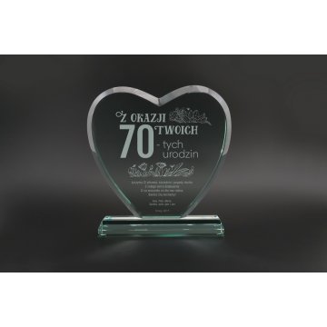Glass Trophy in Case - HEART 3 - BIRTHDAY - TSZ092