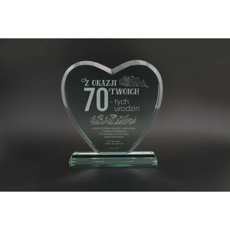 Glass Trophy in Case - HEART 3 - BIRTHDAY - TSZ092