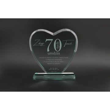 Glass Trophy in Case - HEART 3 - BIRTHDAY - TSZ095