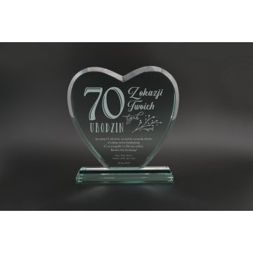 Glass Trophy in Case - HEART 3 - BIRTHDAY - TSZ094