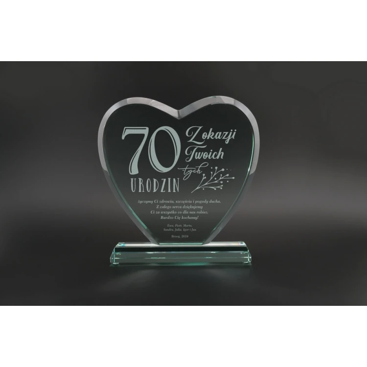 Glass Trophy in Case - HEART 3 - BIRTHDAY - TSZ094