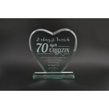 Glass Trophy in Case - HEART 3 - BIRTHDAY - TSZ093