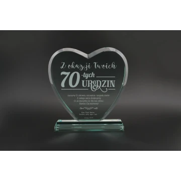 Glass Trophy in Case - HEART 3 - BIRTHDAY - TSZ093