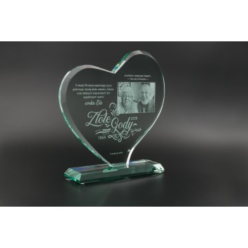 Glass Trophy in Case with Photo - HEART 4 - TSZ072