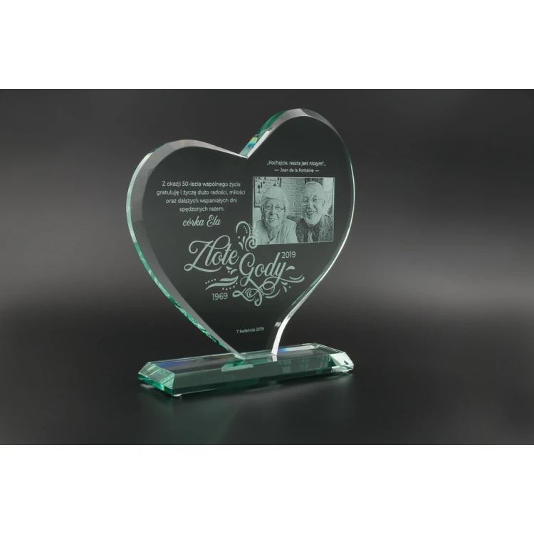 Glass Trophy in Case with Photo - HEART 4 - TSZ072