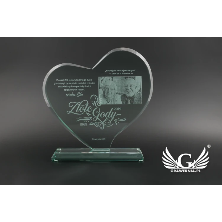 Glass Trophy in Case with Photo - HEART 4 - TSZ072