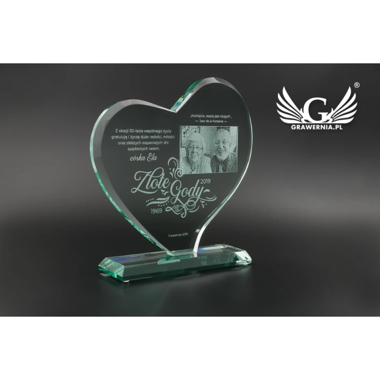 Glass Trophy in Case with Photo - HEART 4 - TSZ072