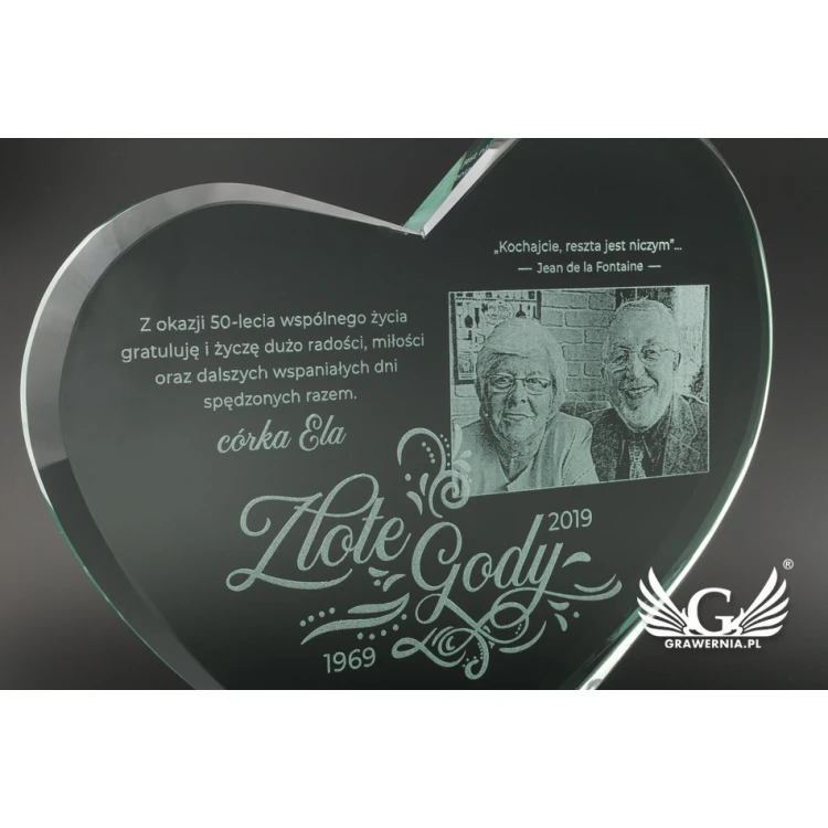Glass Trophy in Case with Photo - HEART 4 - TSZ072