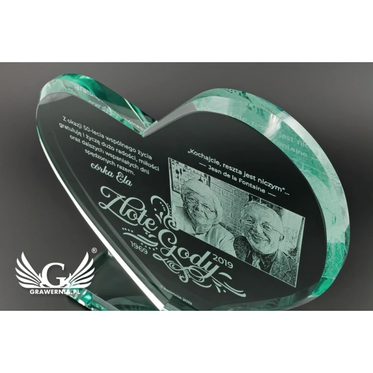 Glass Trophy in Case with Photo - HEART 4 - TSZ072