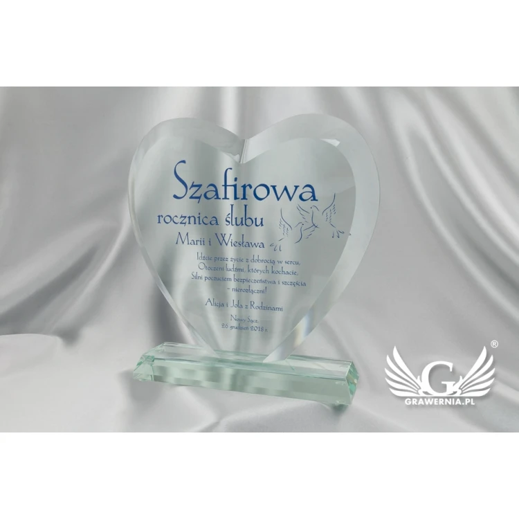 Glass Trophy with UV Print - HEART 3 - TSZ066