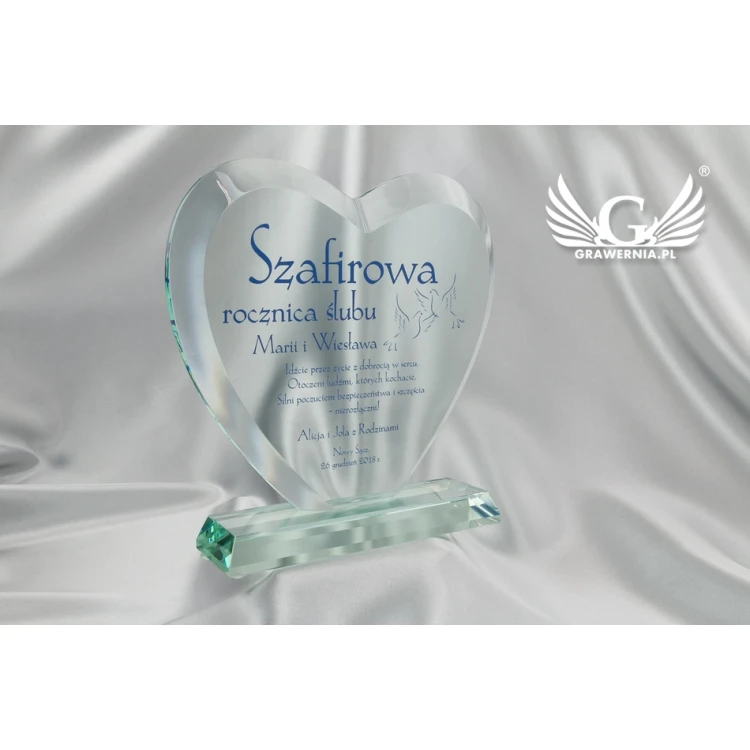 Glass Trophy with UV Print - HEART 3 - TSZ066
