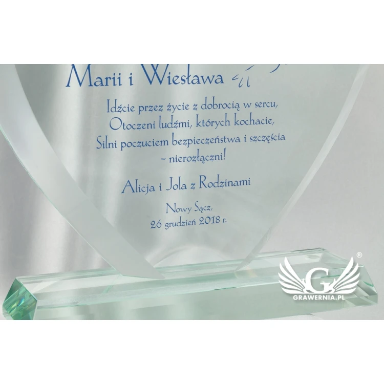 Glass Trophy with UV Print - HEART 3 - TSZ066
