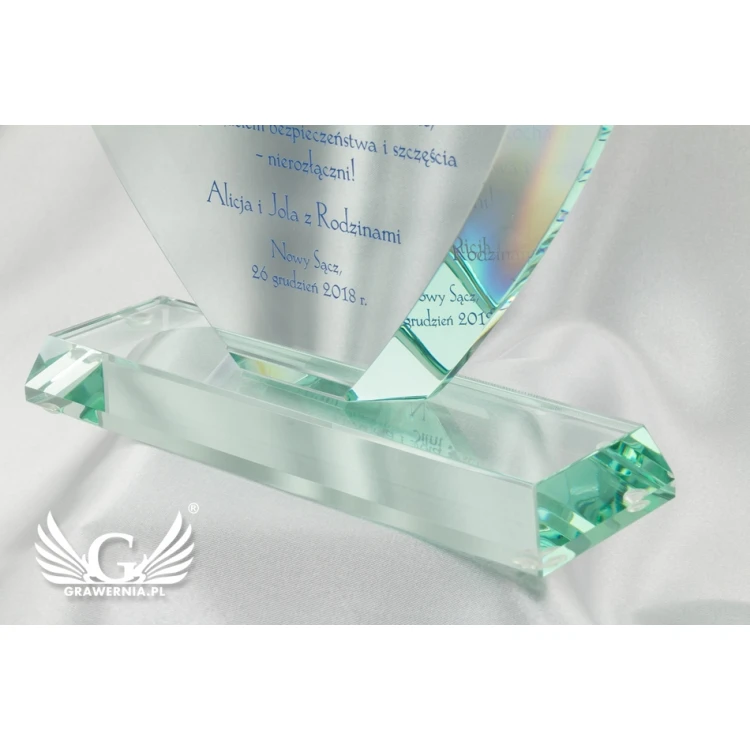Glass Trophy with UV Print - HEART 3 - TSZ066