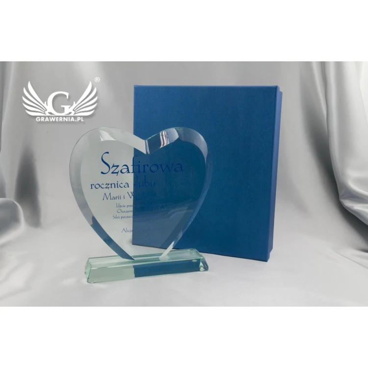 Glass Trophy with UV Print - HEART 3 - TSZ066
