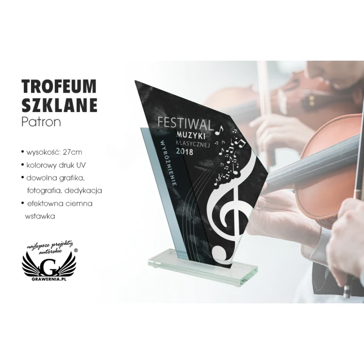 Glass Trophy with UV Print - Patron - TSZ082