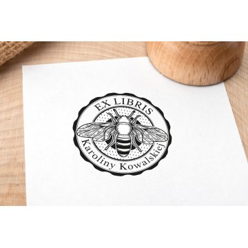 Ex Libris Stamp for Ink Imprinting - Bumblebee - Handle Diameter 40mm - EX034