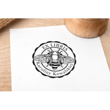 Ex Libris Stamp for Ink Imprinting - Bumblebee - Handle Diameter 40mm - EX034