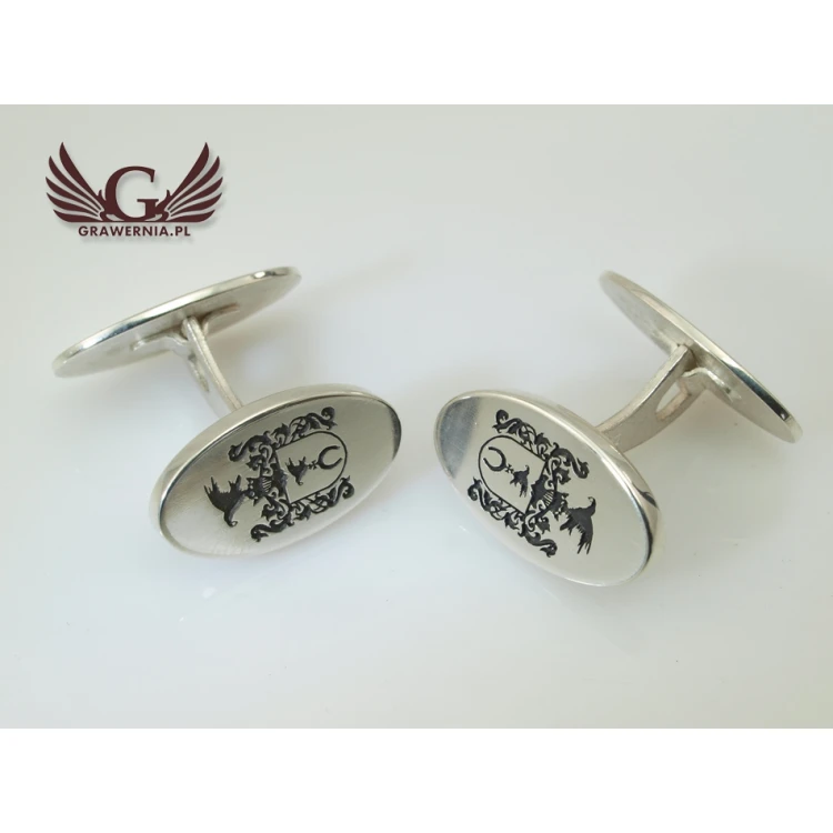 Coat of Arms Engraving Service on Cufflinks - Heraldic Cufflinks - SPI002