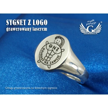 Logo/Graphic Engraving Service on Signet Rings - Signet Ring with Your Logo - SY016