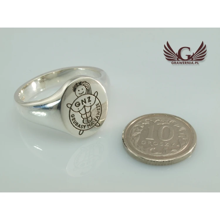 Logo/Graphic Engraving Service on Signet Rings - Signet Ring with Your Logo - SY016