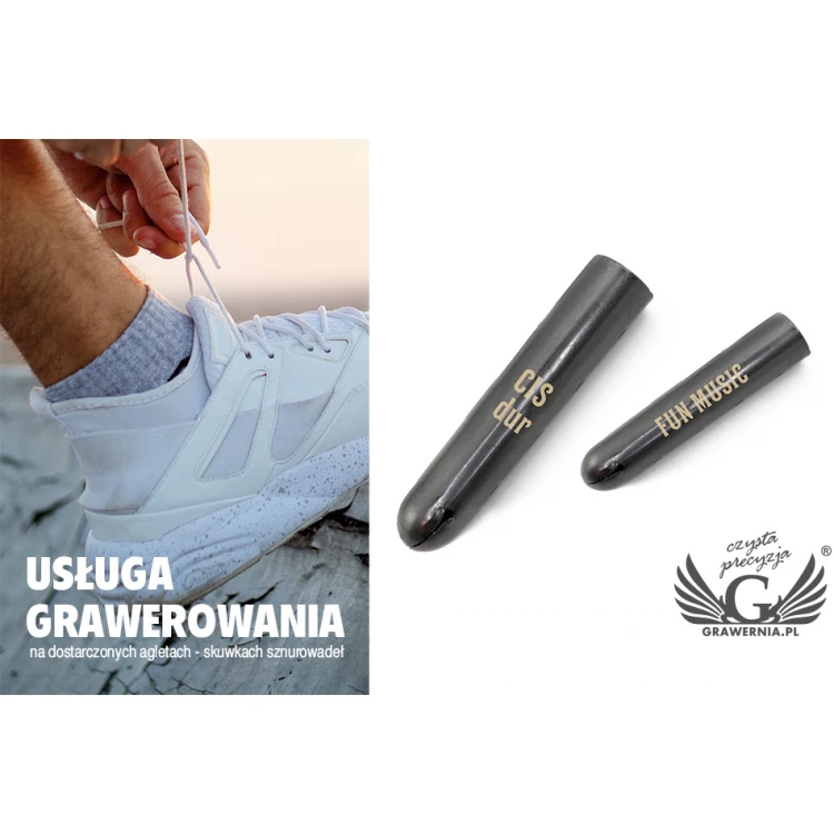 Engraving service on lace tips - aglets, batch of 1000 pieces - UGR9