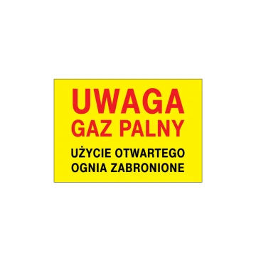 Caution flammable gas, open flame use prohibited - size 495x345mm - PVC - UV color print - BHP117