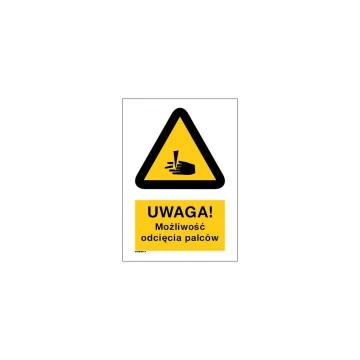 Caution risk of finger amputation - size 297x210mm (A4) - PVC - UV color print - BHP032